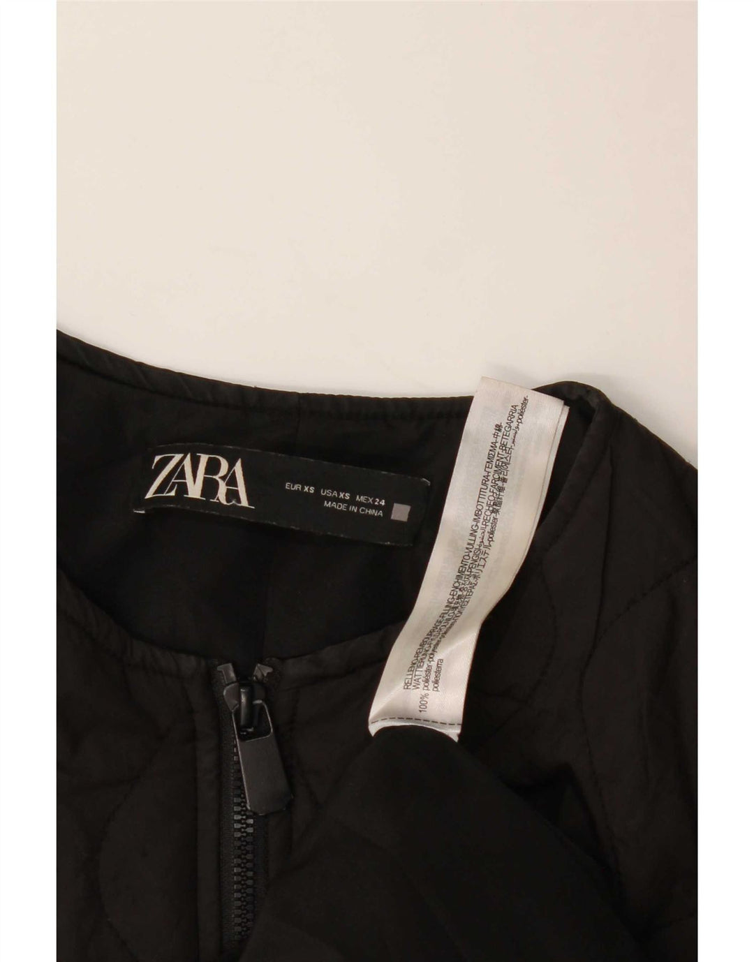 Zara Damen Übergroße wattierte Jacke UK 6 XS Schwarz Polyester