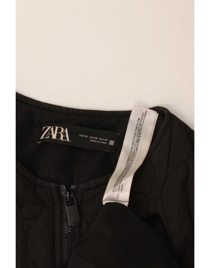 Zara Damen Übergroße wattierte Jacke UK 6 XS Schwarz Polyester