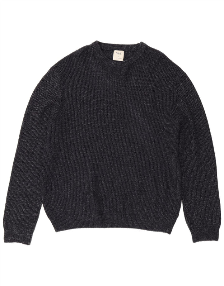 Marks & Spencer Herren-Pullover mit Rundhalsausschnitt, XL, Marineblau meliert