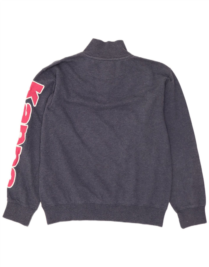 KAPPA Herren-Sweatshirt mit grafischem Reißverschluss am Hals, groß, marineblaue Baumwolle