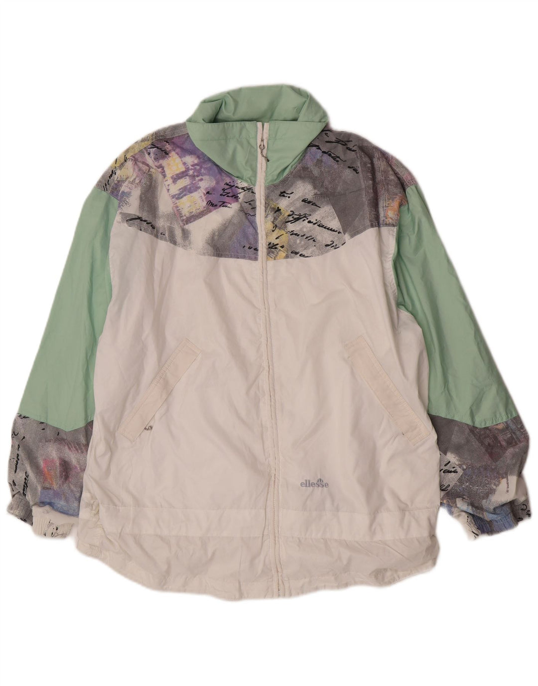 Ellesse Herren-Trainingsanzugoberteil, Jacke, IT 46, Größe S, Weiß, Farbblock-Polyester