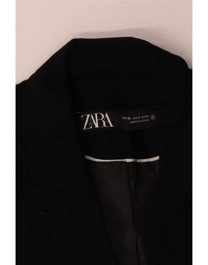 Zara Damen 1-Knopf-Blazerjacke UK 36 Small Schwarz Polyester