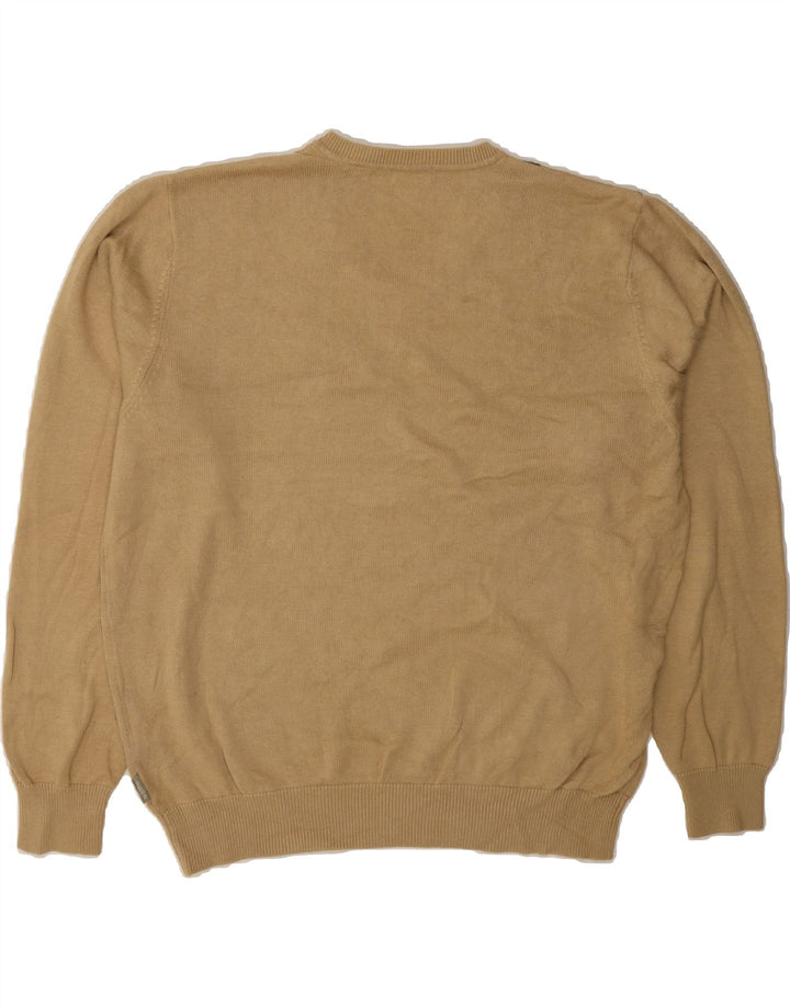 IZOD Mens V-Neck Jumper Sweater Medium Beige Argyle/Diamond Cotton Vintage Izod and Second-Hand Izod from Messina Hembry 