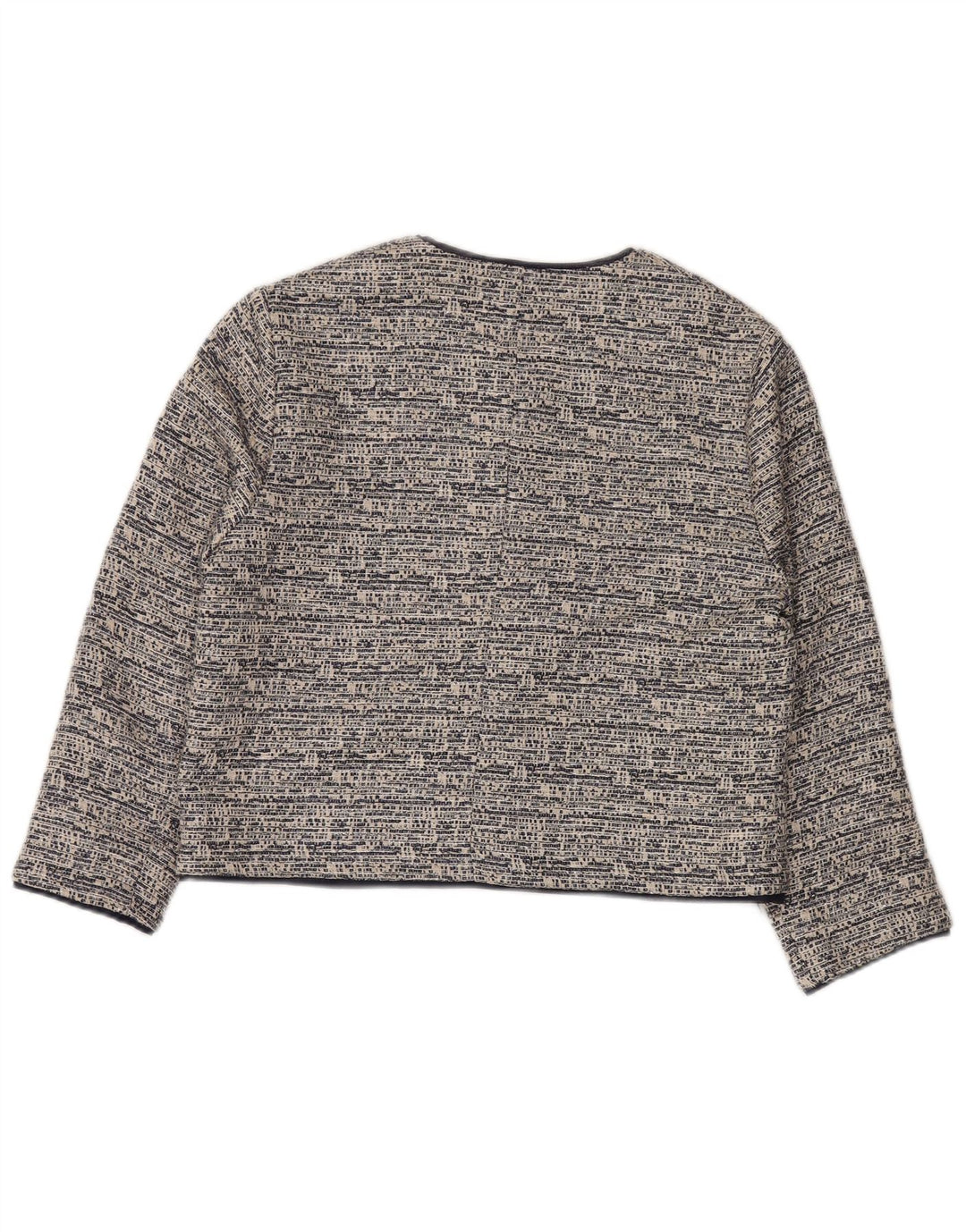 Jaeger Womens Crop Open Blazer Jacke UK 14 Große graue Baumwolle