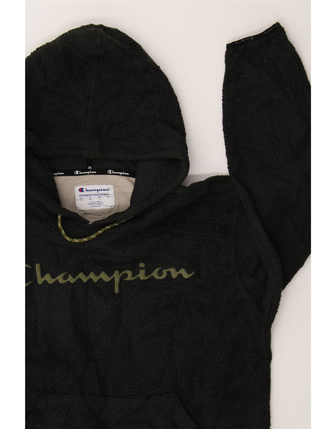 CHAMPION Womens Oversized Graphic Hooded Fleece Jumper UK 14 Medium Grey Vintage Champion and Second-Hand Champion from Messina Hembry 