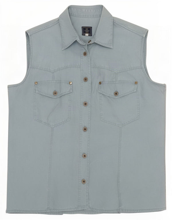 Trussardi Damen Ärmelloses Hemd UK 14 Mittelblau