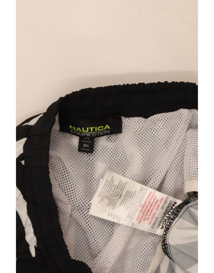 Nautica Herren-Badeshorts, groß, schwarz, geometrisch, Polyester