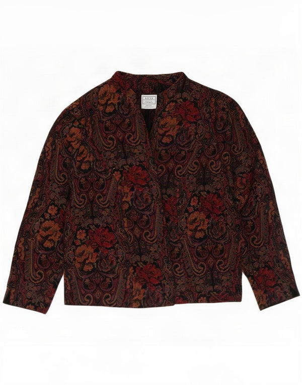 Jessica Howard Womens Open Blazer Jacke UK 14 Medium Black Paisley Rayon