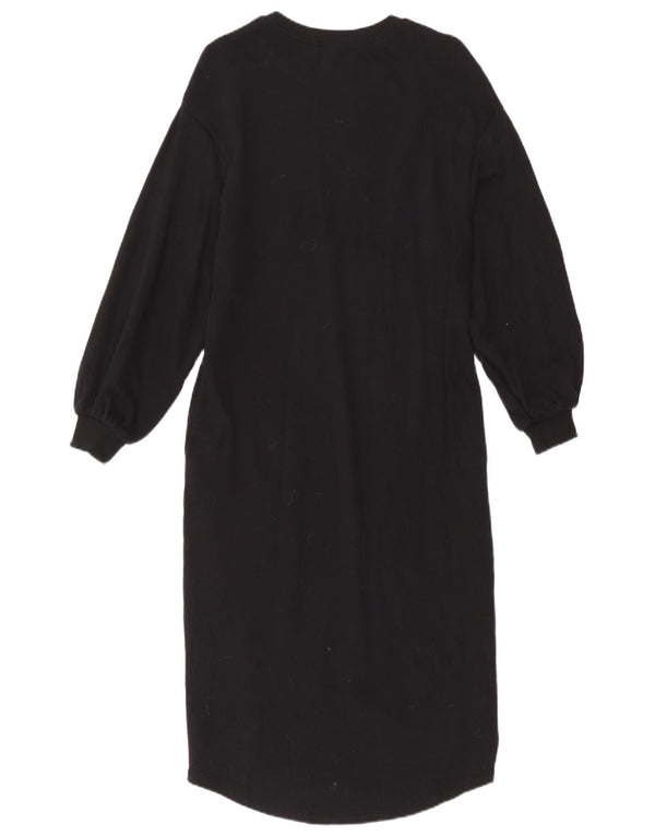 Zara Damen Langarm-Pulloverkleid UK 10 Small Schwarz Baumwolle