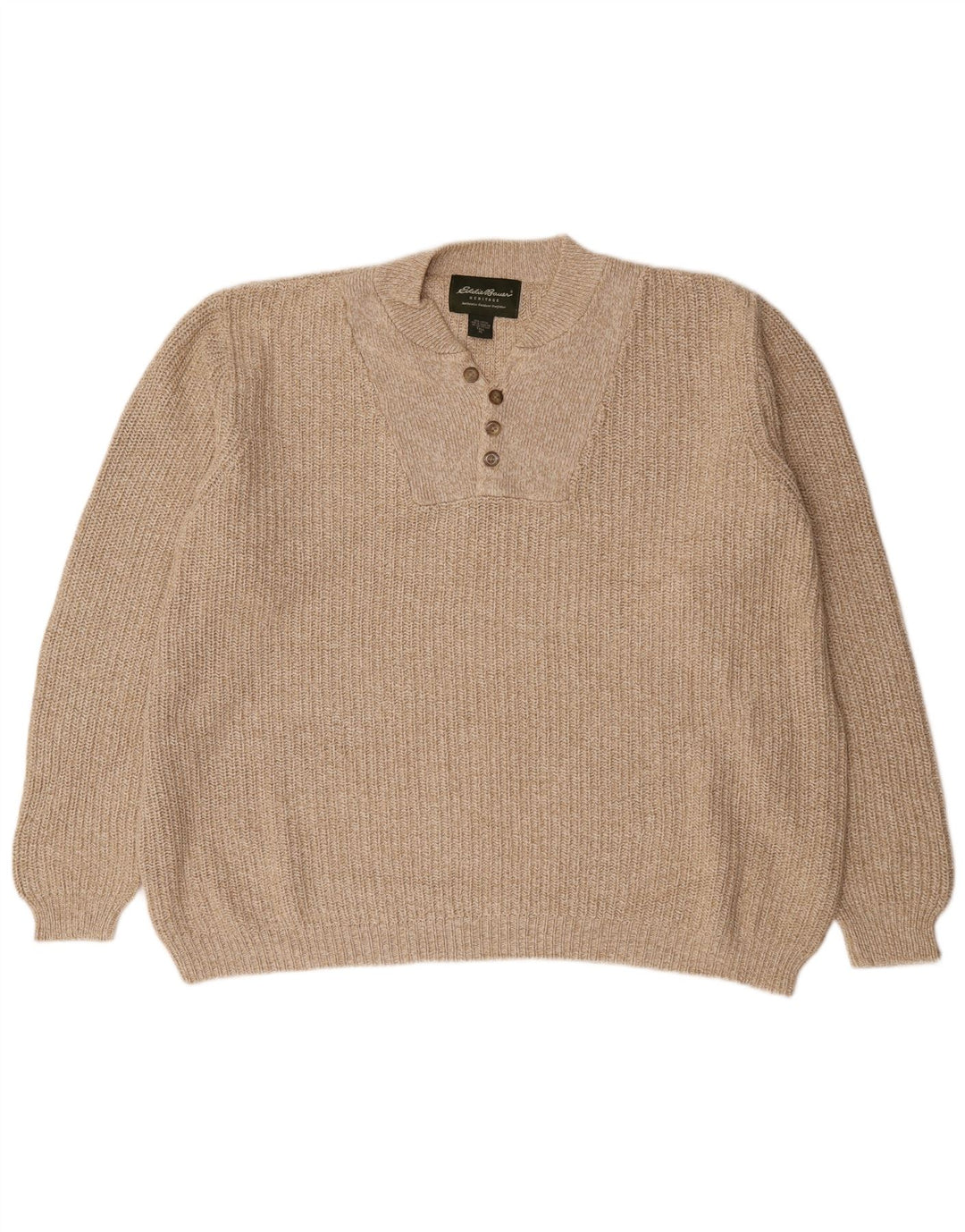Eddie Bauer Herren-Pullover mit Knopfkragen, groß, XL, beige Baumwolle