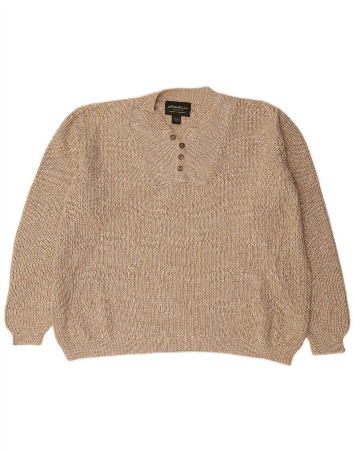 Eddie Bauer Herren-Pullover mit Knopfkragen, groß, XL, beige Baumwolle