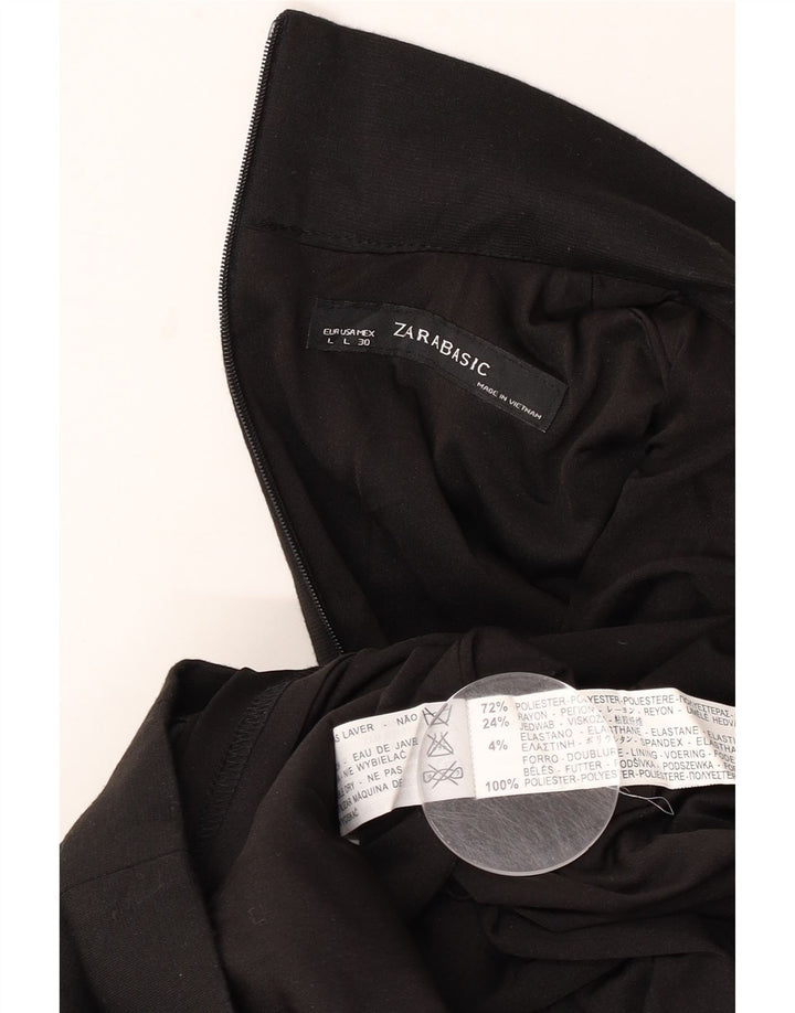 Zara Damen Ärmelloses Etuikleid UK 14 Large Schwarz Polyester