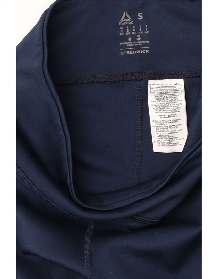 REEBOK Damen Leggings UK 8/10 Small Marineblau Polyester