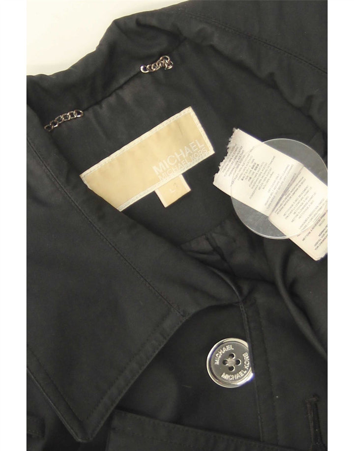 Michael Kors Damen Kurzer zweireihiger Trenchcoat UK 16 Large Schwarz