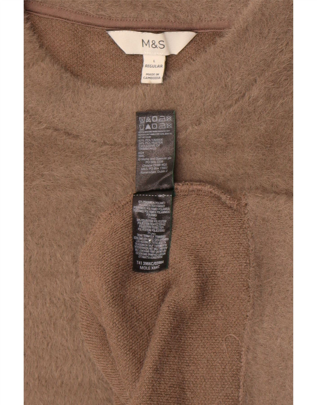 Marks & Spencer Damen-Pullover, übergroß, Rundhalsausschnitt, Gr. 40, Größe L, Beige