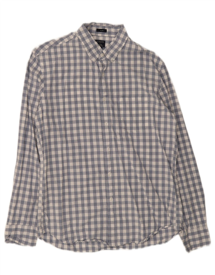 J. CREW Mens Flex Slim Fit Shirt Large Blue Check Cotton Vintage J. Crew and Second-Hand J. Crew from Messina Hembry 