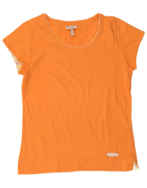 Champion Damen T-Shirt Top UK 12 Medium Orange Baumwolle