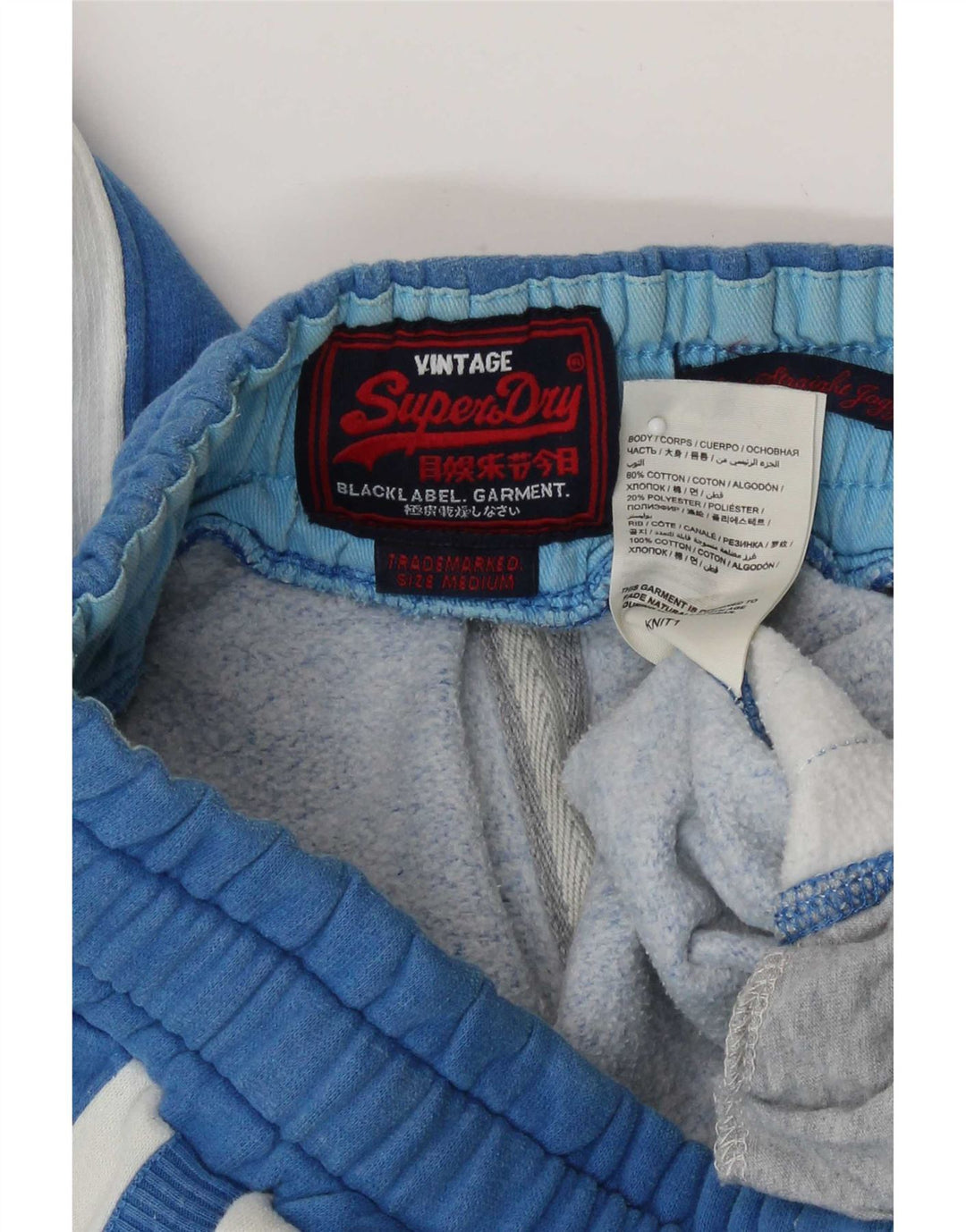 Superdry Herren-Trainingshose aus mittelblauer Colourblock-Baumwolle
