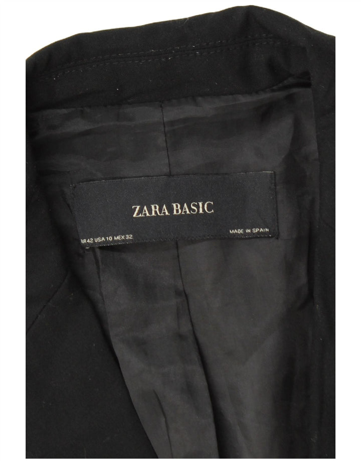 Zara Damen 1-Knopf-Blazer-Jacke, EU 42, großes schwarzes Polyester