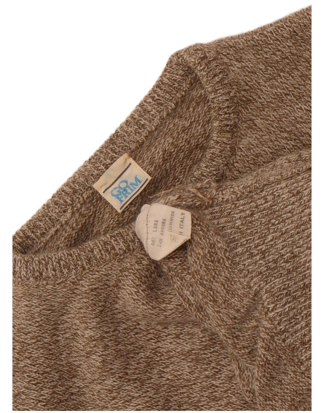 Vintage Damen Pullover mit Rundhalsausschnitt UK 14 Mittelbraune Wolle