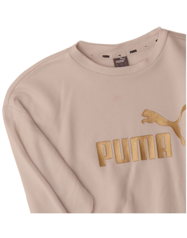 PUMA Herren-Sweatshirt mit Grafik, Größe S, cremefarbene Baumwolle