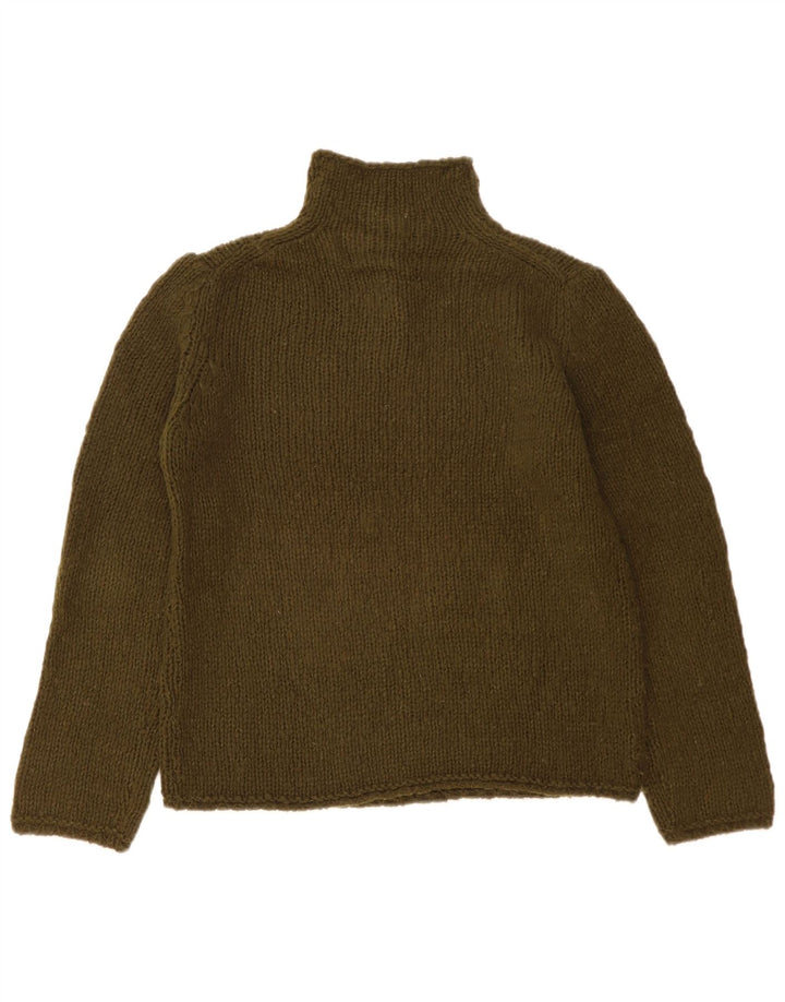 Henry Cottons Damen-Pullover mit Knopfkragen, IT 46, große Khaki-Wolle