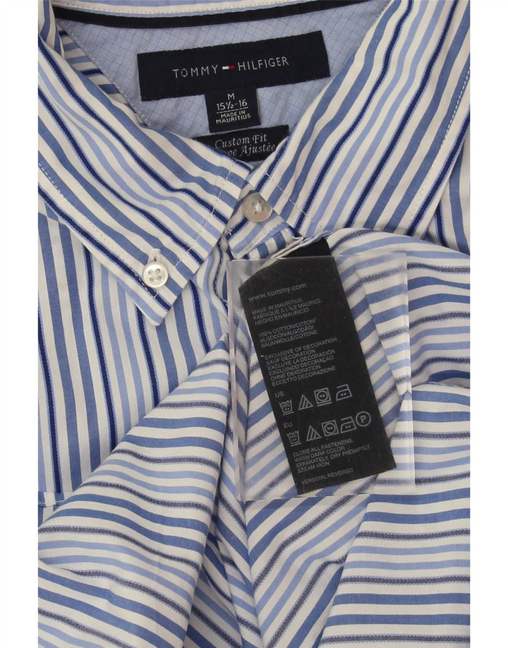 TOMMY HILFIGER Mens Custom Fit Shirt Size 15 1/2 16 Medium Blue Striped Vintage Tommy Hilfiger and Second-Hand Tommy Hilfiger from Messina Hembry 