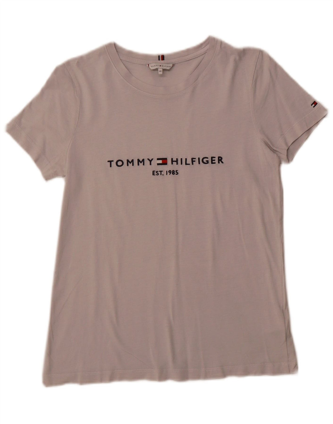 TOMMY HILFIGER Damen Grafik T-Shirt Top UK 6 XS Graue Baumwolle