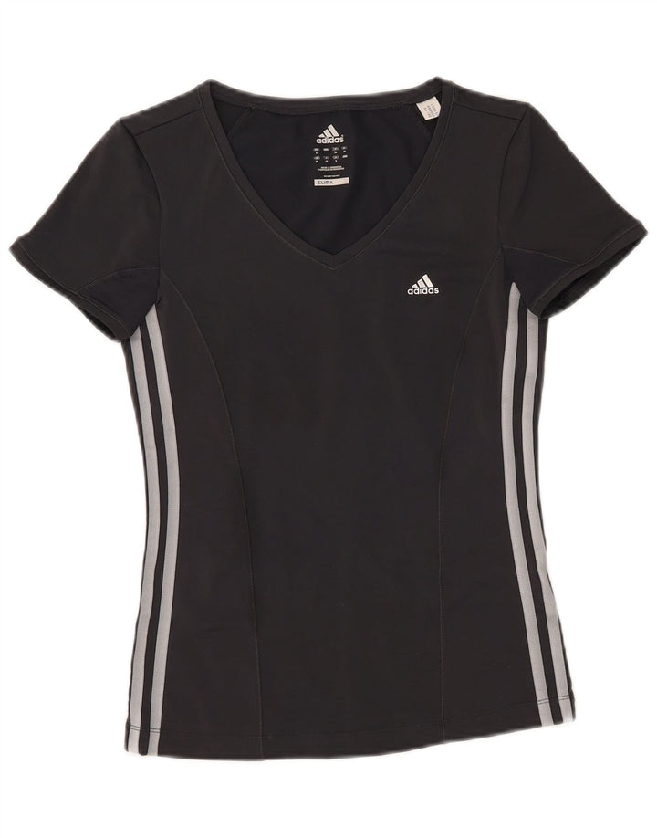 Adidas Damen Climacool T-Shirt Top UK 8 Small Grau Polyester