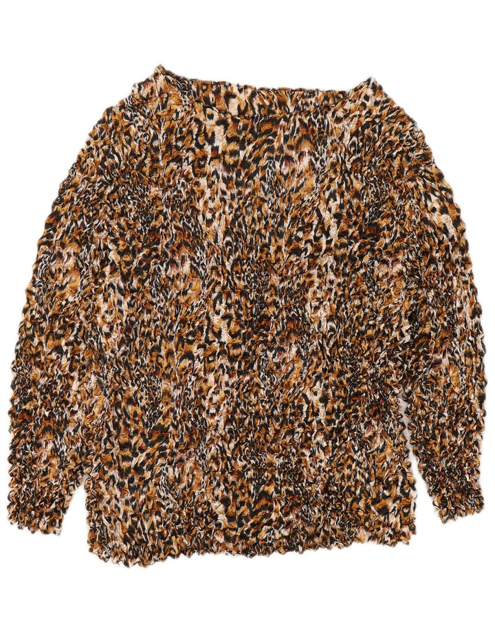 Vintage Damen Bluse Top UK 14 Medium Mehrfarbiges Animal Print Polyester