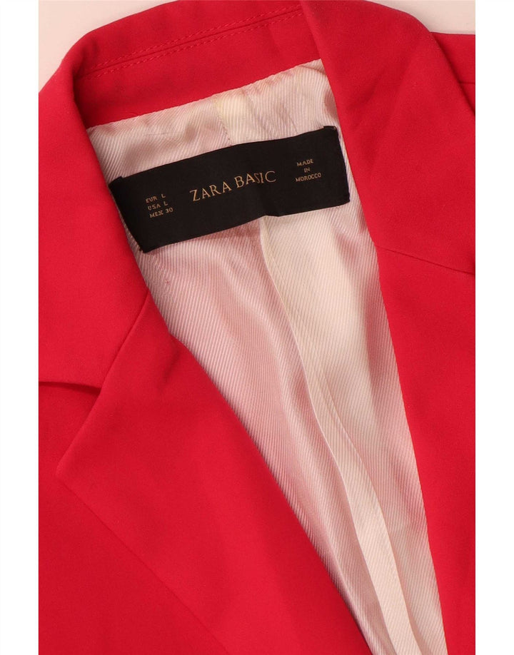 Zara Damen 1-Knopf-Blazerjacke UK 14 Large Pink Polyester