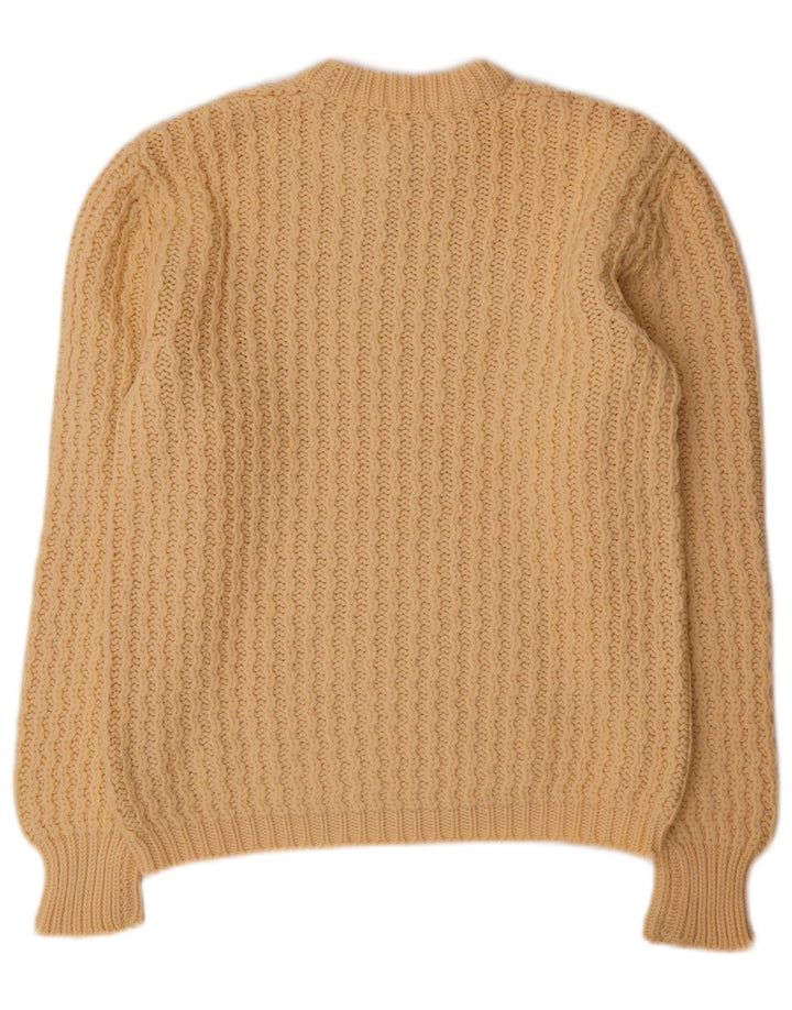 VINTAGE Damen-Pullover mit Rundhalsausschnitt, UK 14, Mittelbeige