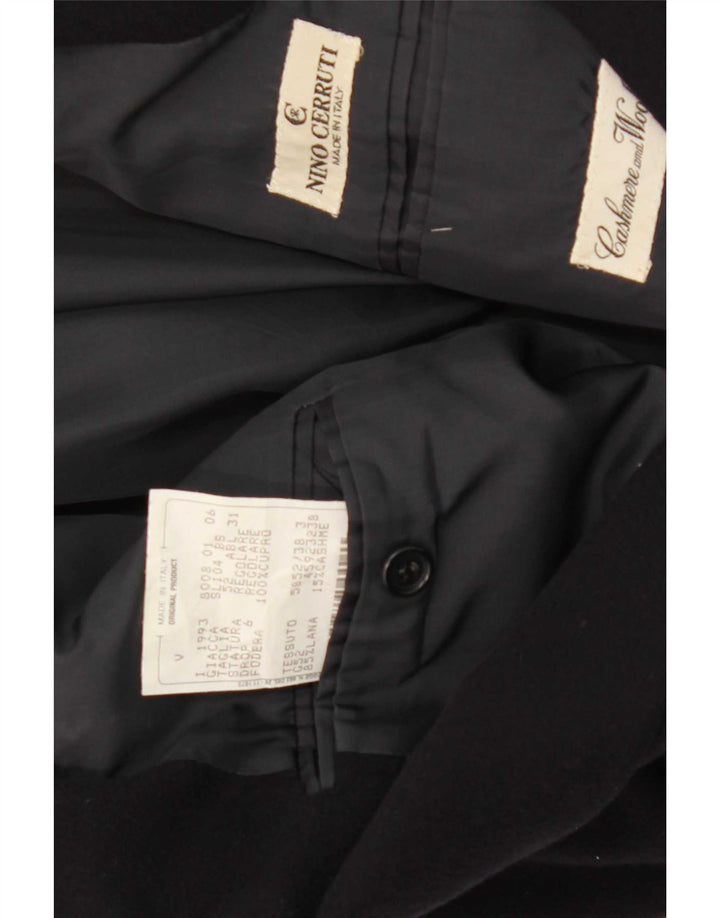 Nino Cerruti Herren Zweireiher Blazer Jacke IT 52 XL Schwarze Wolle