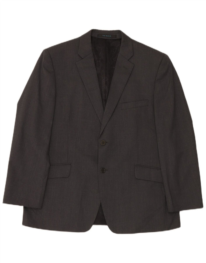 Ted Baker Herren-Stretch-Anzug mit 2 Knöpfen, 2-teilig, UK 42, XL, W36, L30, graue Wolle