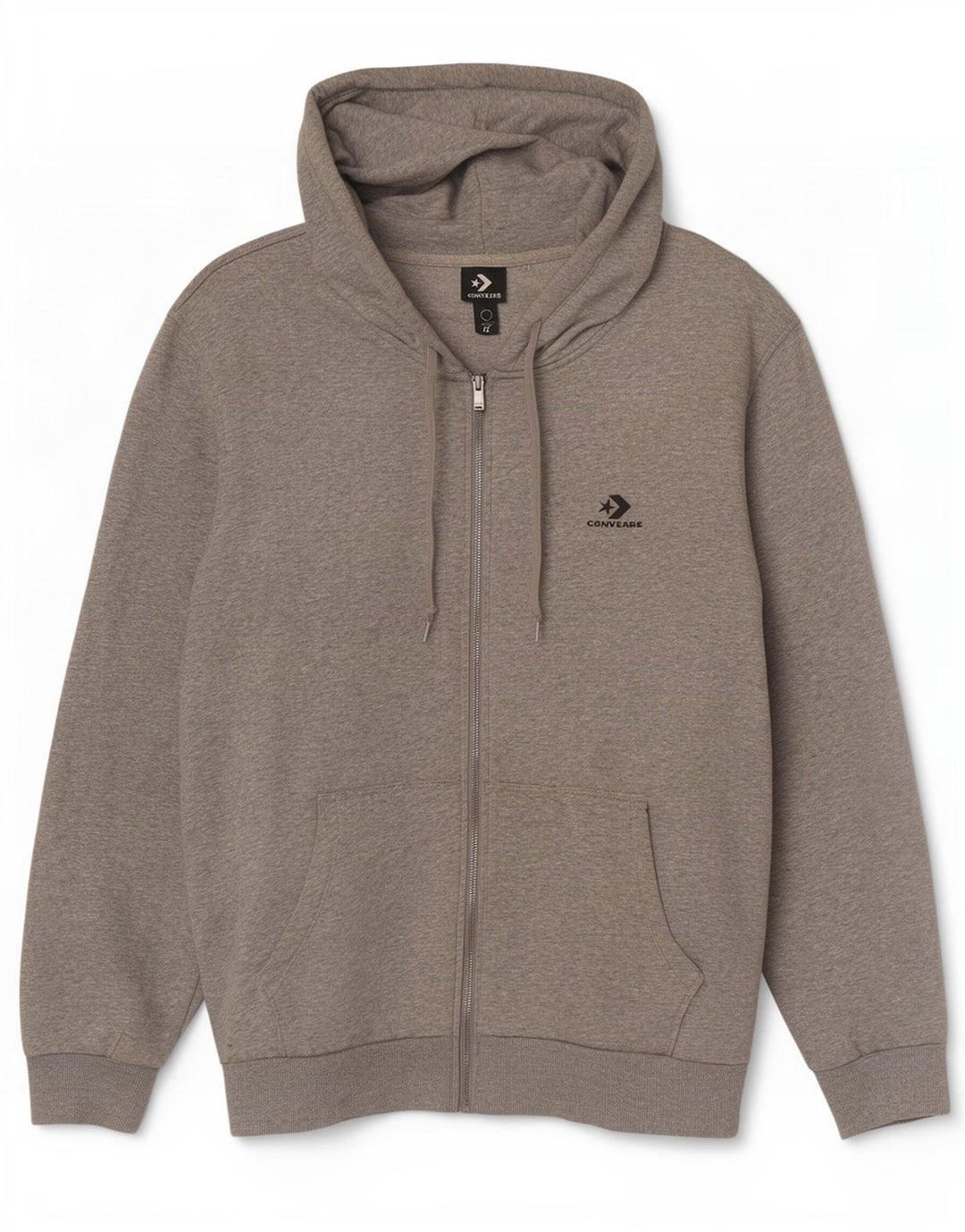 Converse Herren-Kapuzenpullover mit Reißverschluss, groß, graue Baumwolle