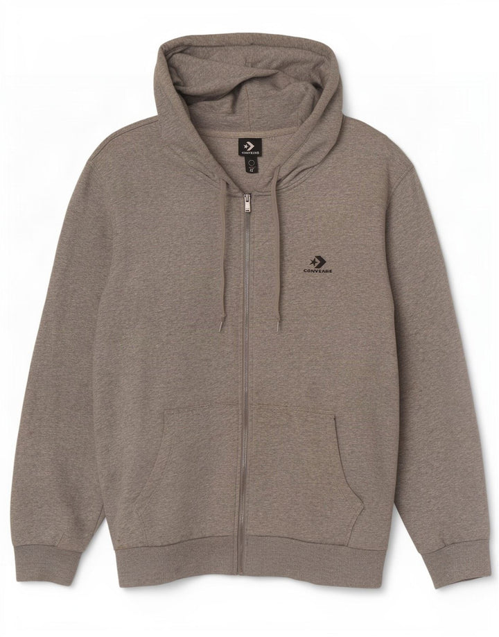 Converse Herren-Kapuzenpullover mit Reißverschluss, groß, graue Baumwolle