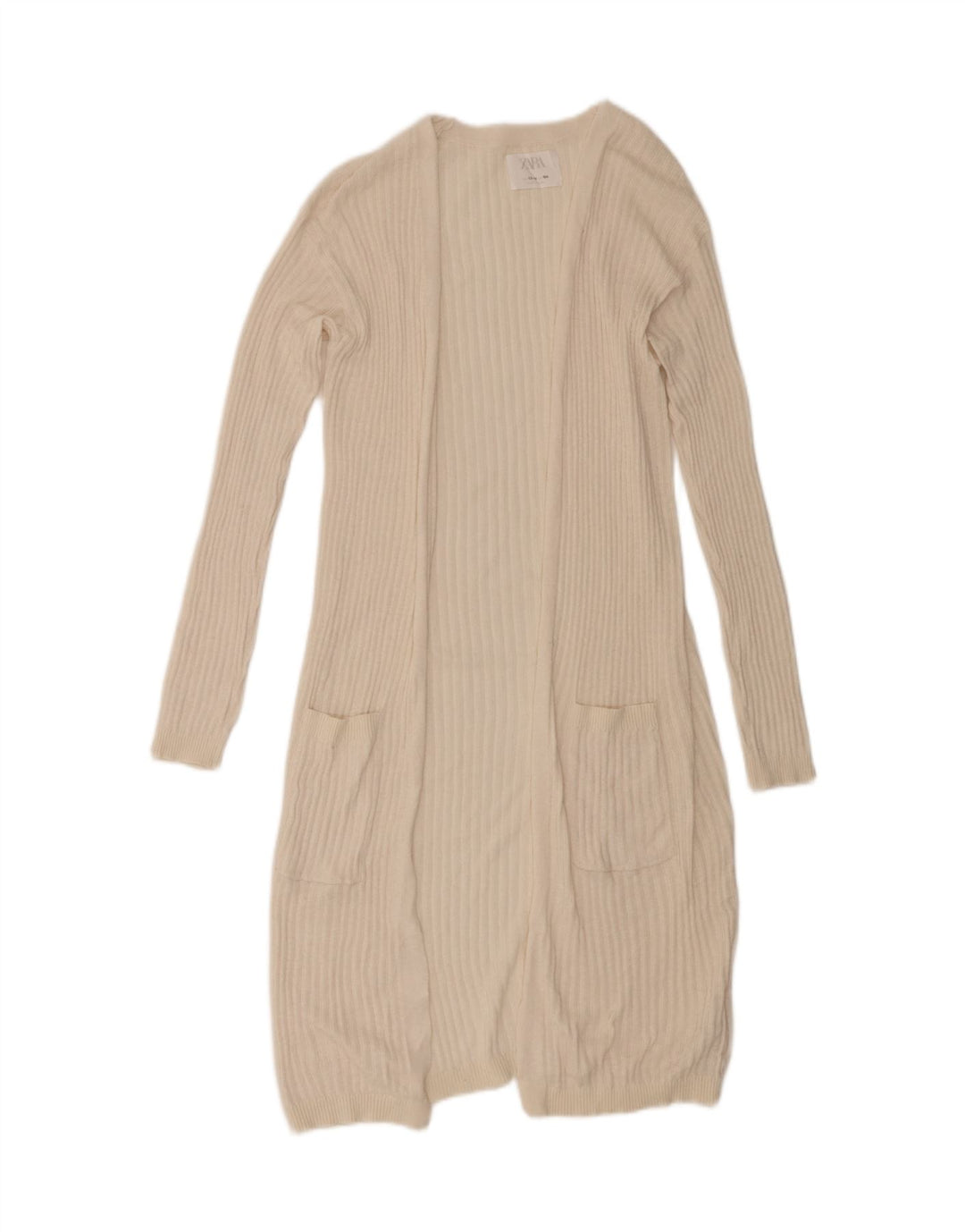 Zara Longline-Cardigan für Mädchen, 13–14 Jahre, beige, Polyester