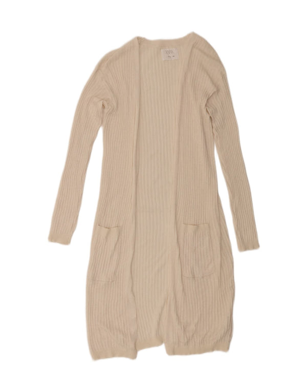 Zara Longline-Cardigan für Mädchen, 13–14 Jahre, beige, Polyester