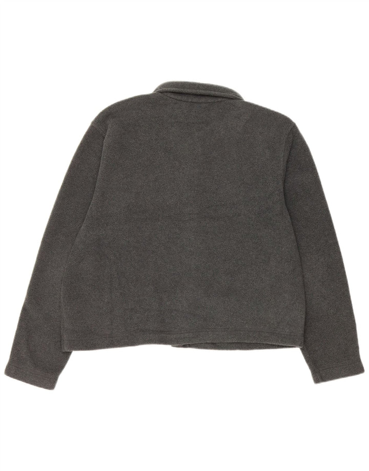 EDDIE BAUER Damen Crop Übergroße Fleecejacke UK 10 Small Grau Polyester