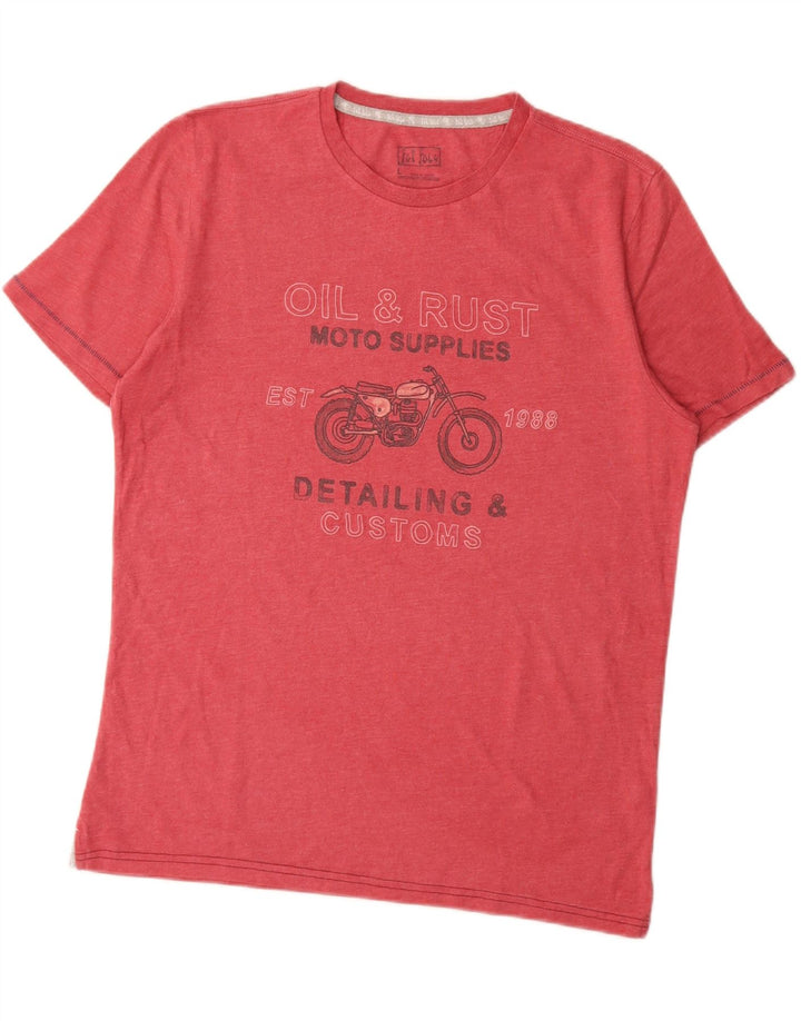 FAT FACE Herren Grafik-T-Shirt Top Groß Rot Baumwolle