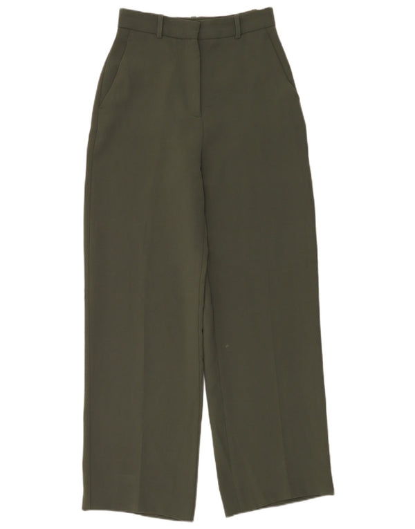 Zara Damen Chinohose mit hoher Taille, gerade, XS, W24, L30, Grün