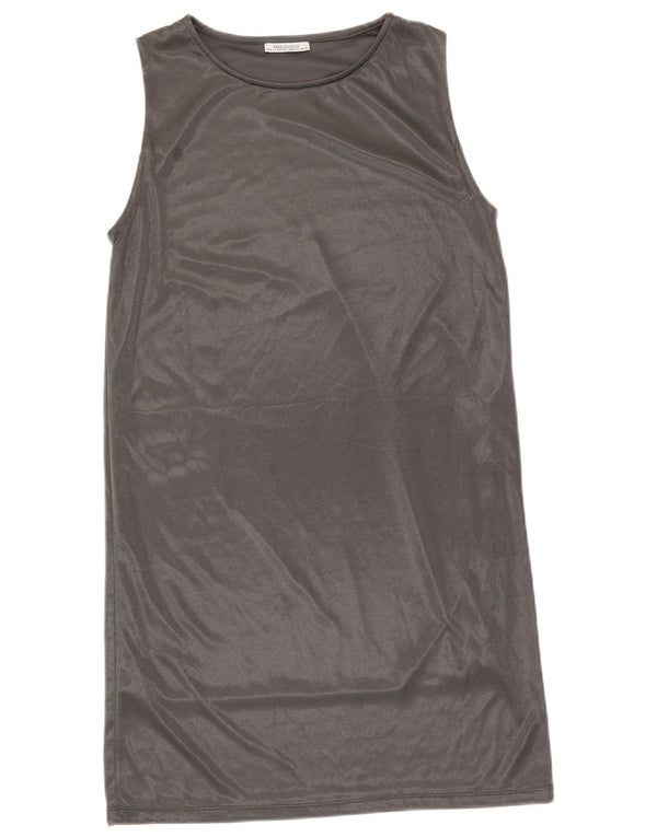 Ärmelloses Etuikleid für Damen von Zara, Gr. 44, Größe L, Silber, Polyester