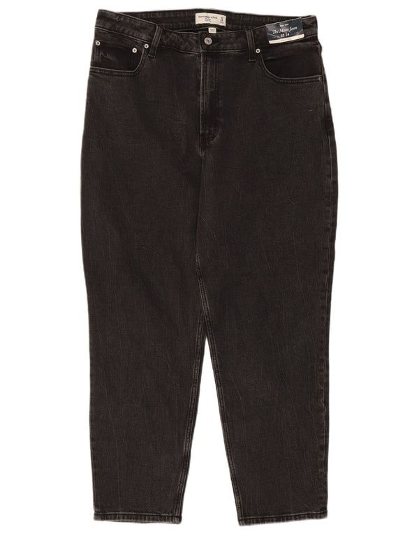 Abercrombie & Fitch Damen Mom Tapered Jeans US 14 XL W32 L27 Schwarz