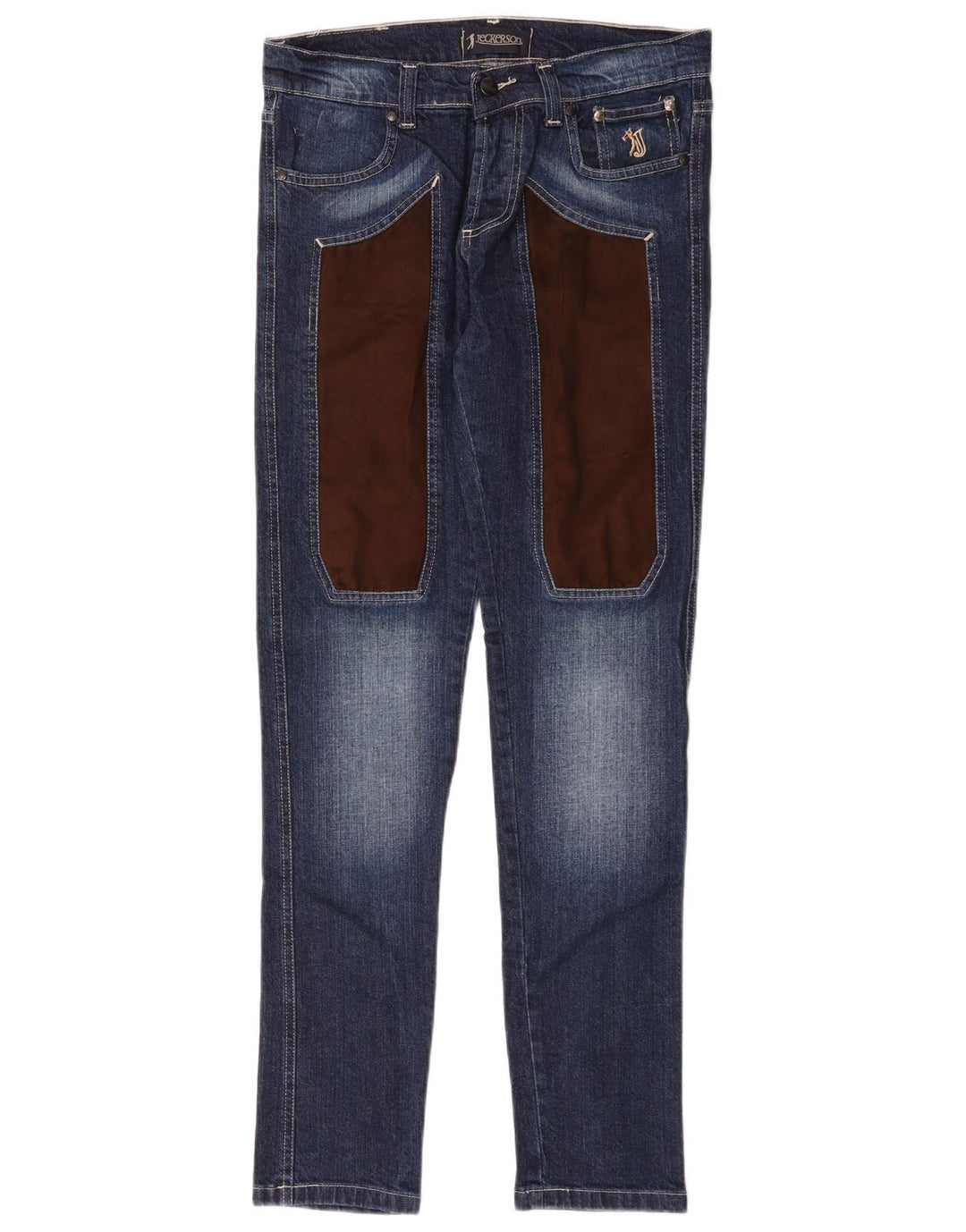 Jeckerson Damen Slim Jeans IT 44 Medium W32 L31 Blauer Farbblock
