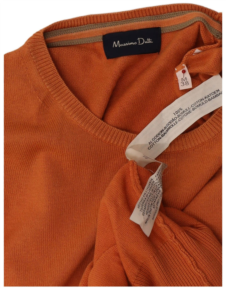 Massimo Dutti Herren-Pullover mit Rundhalsausschnitt, mittelorange Baumwolle