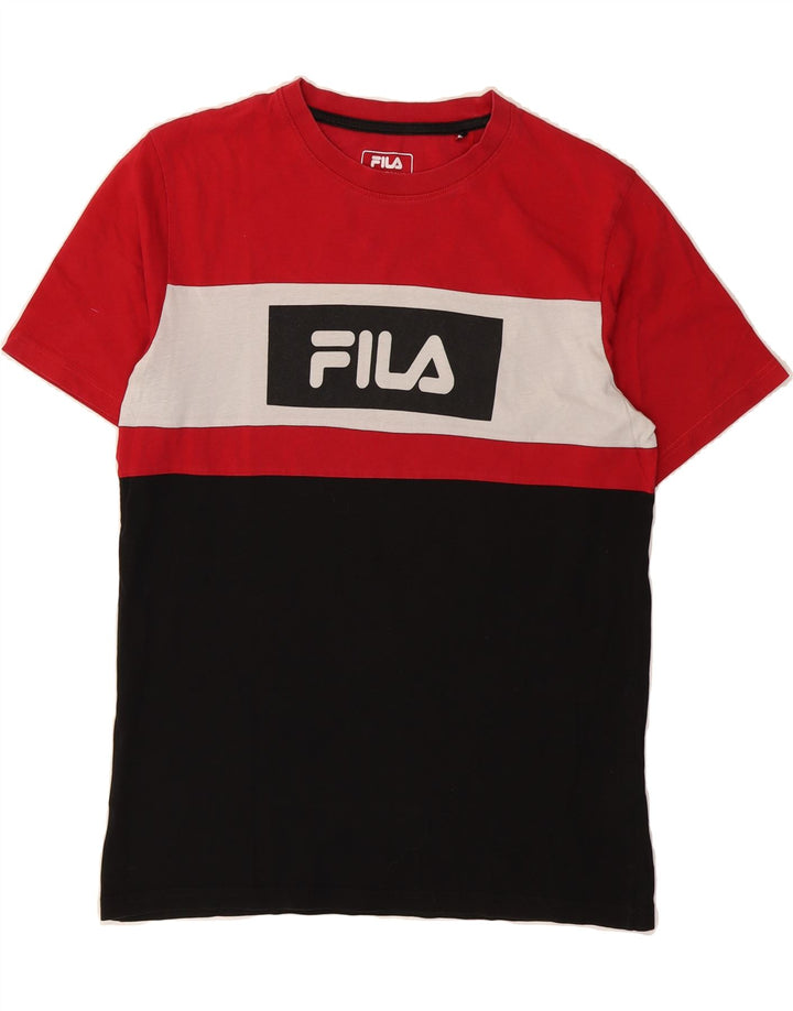 FILA Mens Graphic T-Shirt Top Large Multicoloured Colourblock Cotton Vintage Fila and Second-Hand Fila from Messina Hembry 