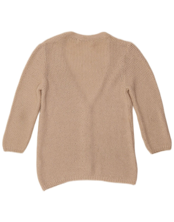 ZARA Damen Strickjacke mit 3/4-Ärmeln, Gr. 12, Mittelbeige