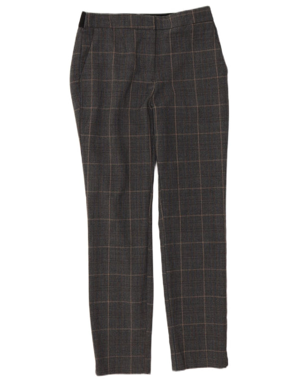 Zara Slim Chino-Hose für Damen, mittelgroß, W28, L26, grau kariertes Polyester