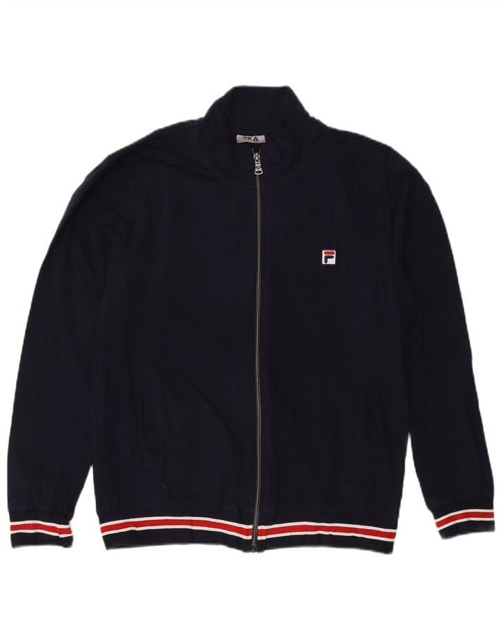 Fila Herren-Trainingsanzug-Oberteil aus Baumwolle in mittlerem Marineblau mit Blockfarben