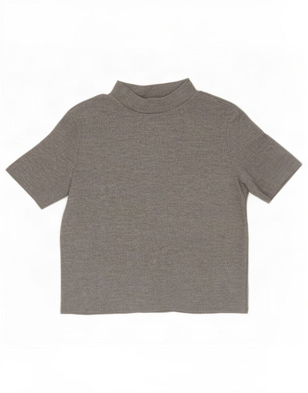 Zara Damen Trafaluc Crop T-Shirt Top UK 14 Mittelgraues Polyester